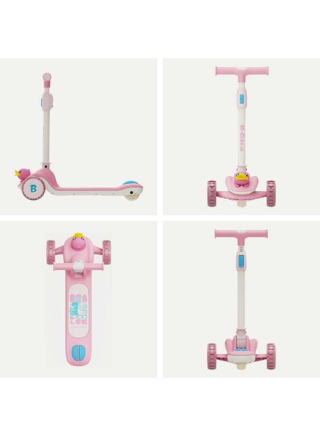 B.Duck - 3 wheel kids scooter, Adjustable Handle Kick Scooter with LED PU Wheels, Pink, 3-8 Y - Image 5